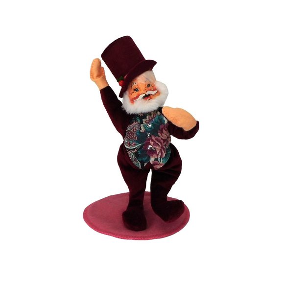 Vintage Annalee Victorian Mr and Mrs Santa Claus Burgundy Velvet 1993 - Picture 3 of 9